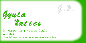 gyula matics business card